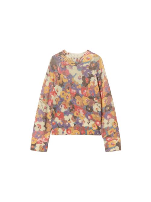 Maglia da donna in misto lana, collo lupetto, stampa floreale all-over, multicolor. TWINSET | 252AT317112980